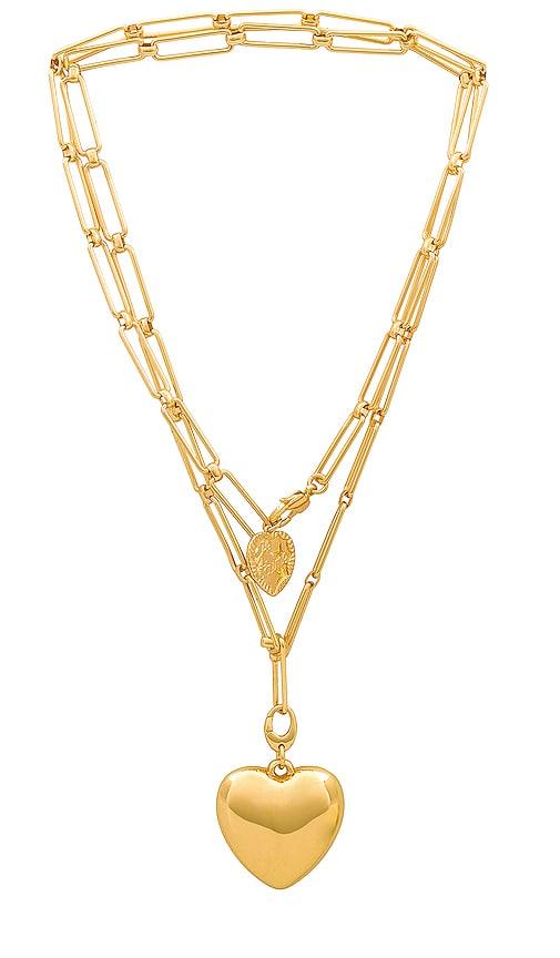 jenny bird x revolve puffy heart chain necklace in metallic gold.