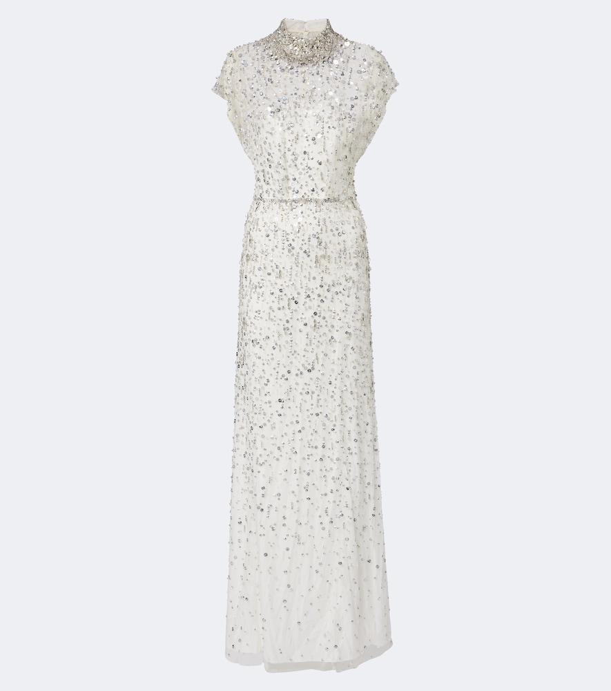 jenny packham crystal drop embellished gown