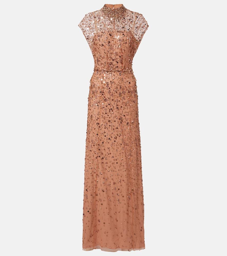jenny packham crystal drop embellished gown