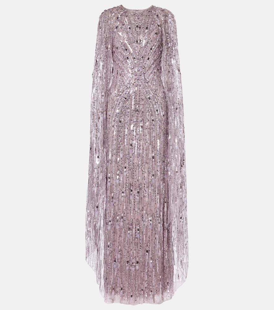 jenny packham elio embellished caped gown