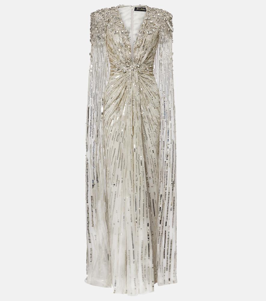 jenny packham lotus lady caped embellished gown