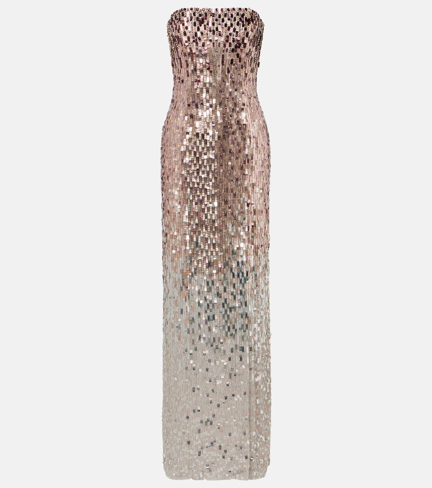 jenny packham lucille sequined strapless gown