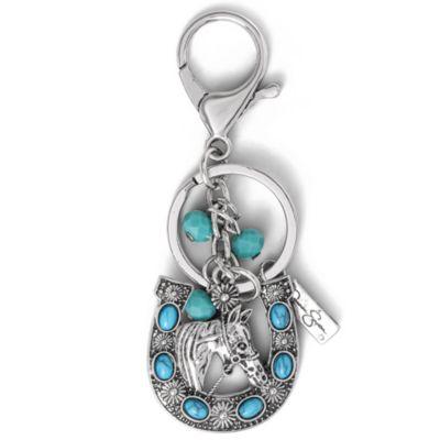jessica simpson horseshoe star keychain with turquoise charms