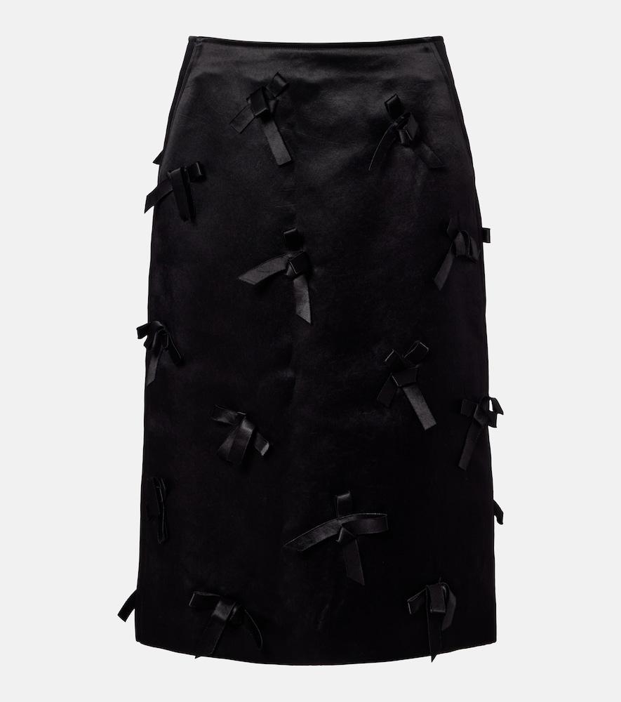 jil sander bow-detail satin midi skirt