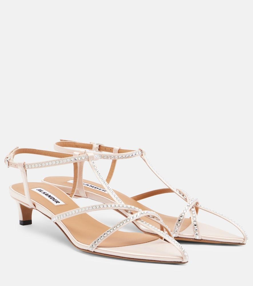 jil sander cage crystal-embellished leather sandals