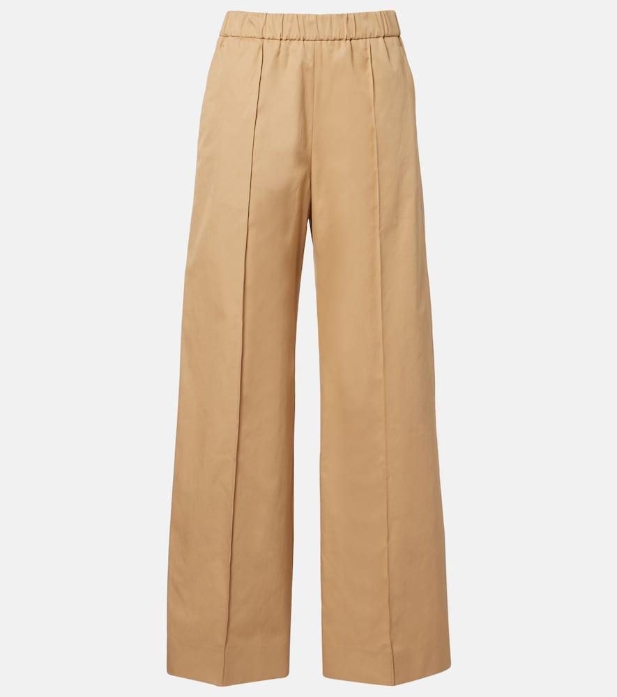 jil sander cotton drill wide-leg pants