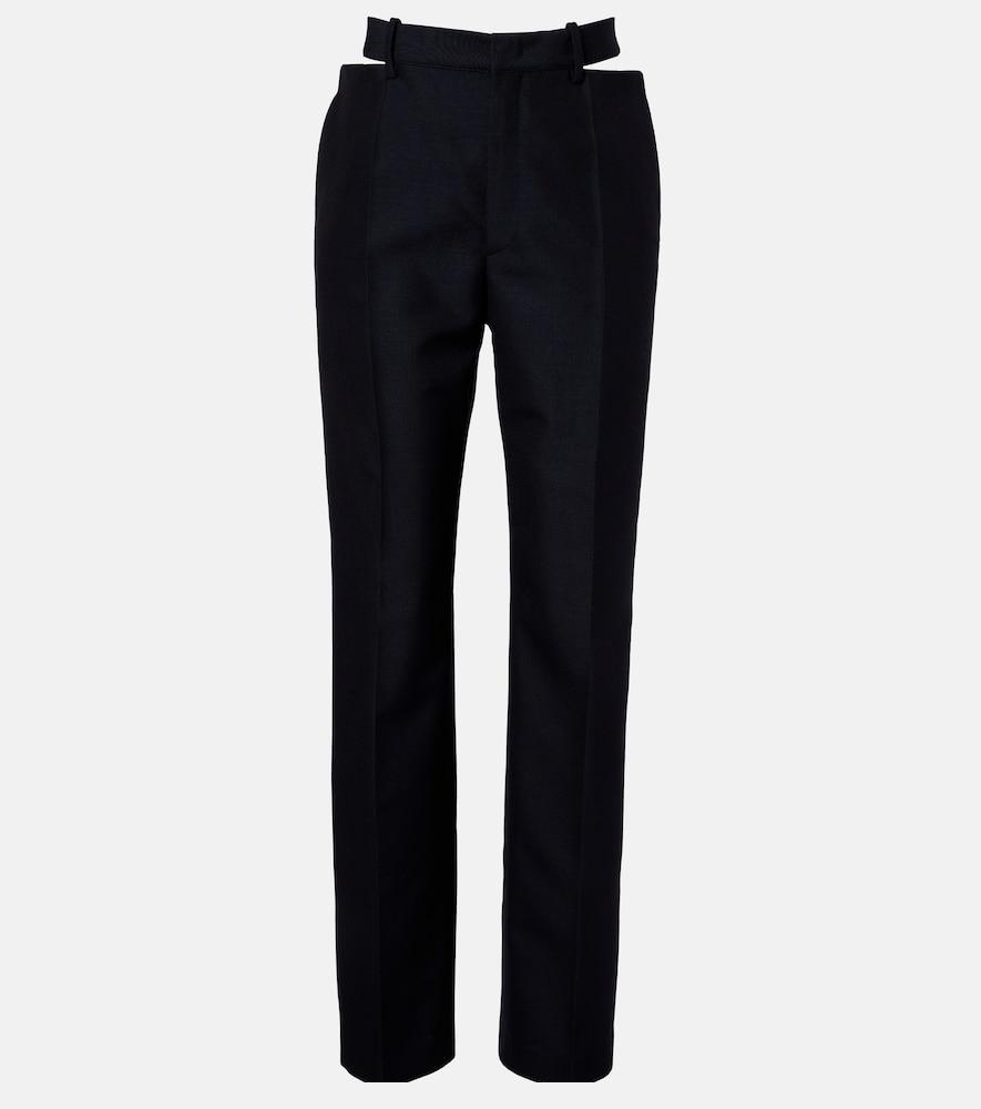 jil sander cutout wool and mohair straight pants