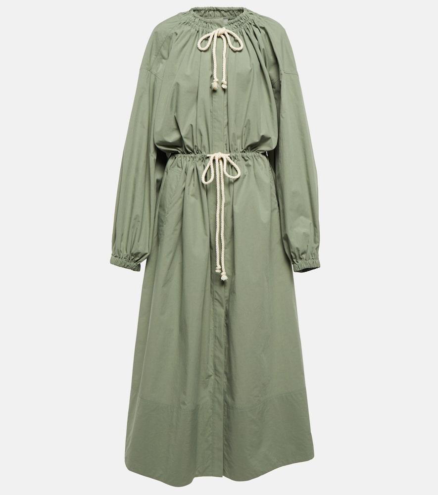 jil sander drawstring cotton poplin midi dress
