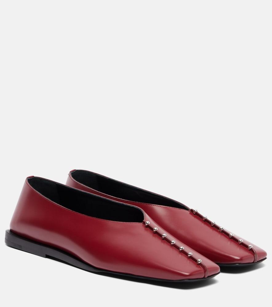 jil sander embellished leather ballet flats