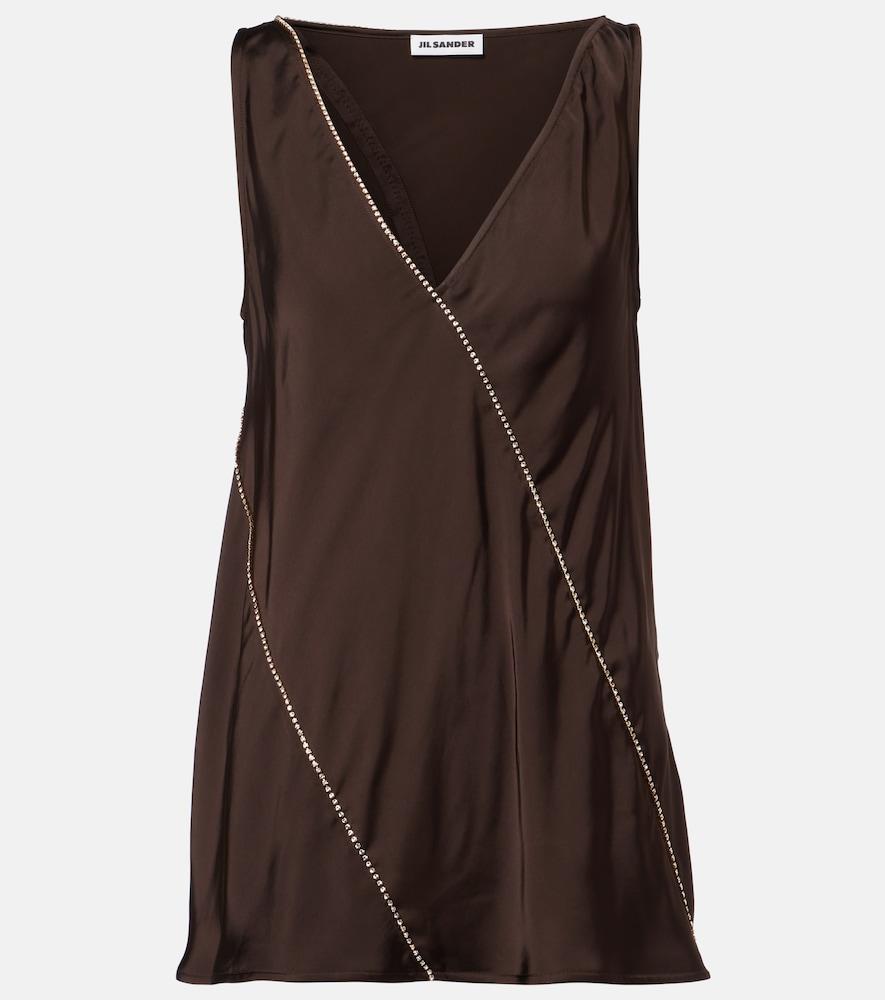 jil sander embellished satin top