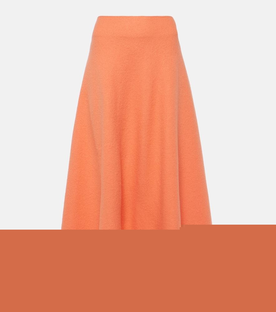 jil sander high-rise asymmetric wool midi skirt