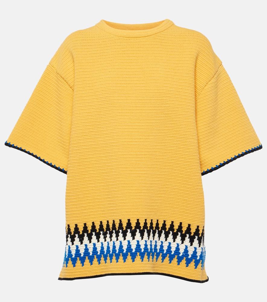 jil sander jacquard-trimmed cotton jersey t-shirt