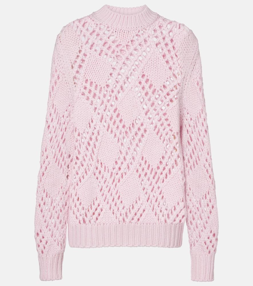 jil sander lace-trimmed virgin wool sweater