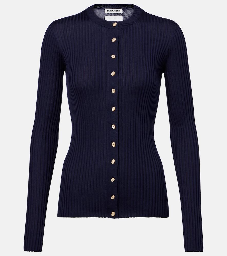 jil sander ribbed-knit silk cardigan