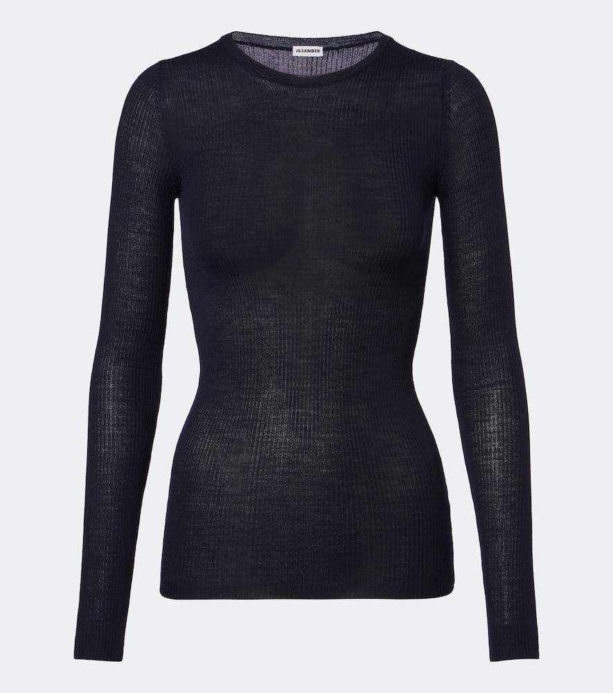 jil sander ribbed-knit wool sweater