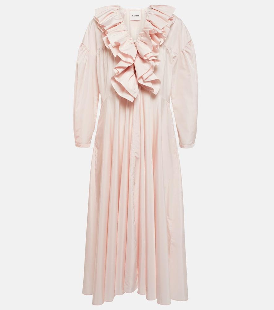 jil sander ruffle-trimmed midi dress