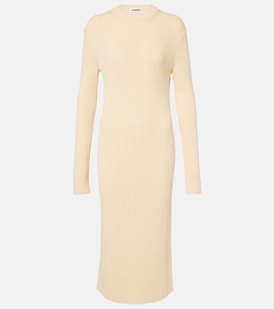 jil sander wool and cotton midi dress