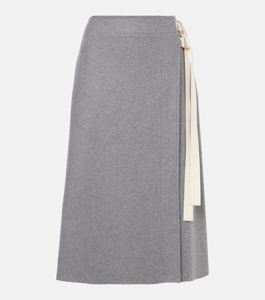 jil sander wool-blend wrap skirt