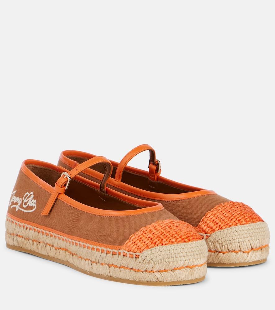 jimmy choo aciel leather-trimmed canvas espadrilles