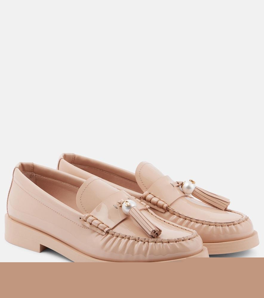 jimmy choo addie embellished patent leather loafers