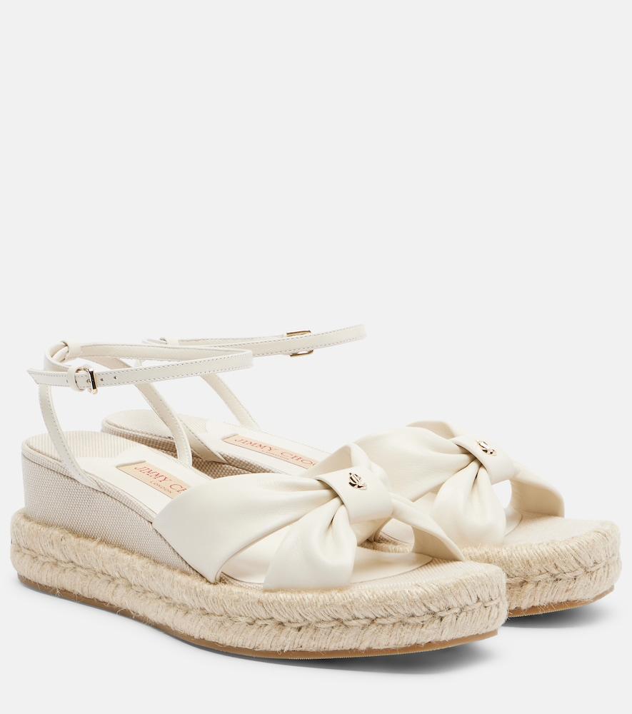 jimmy choo aella leather espadrille wedge sandals