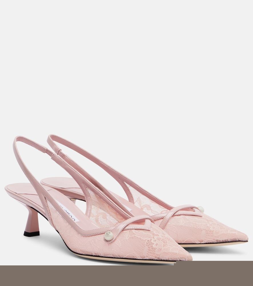 jimmy choo amita 45 lace slingback pumps