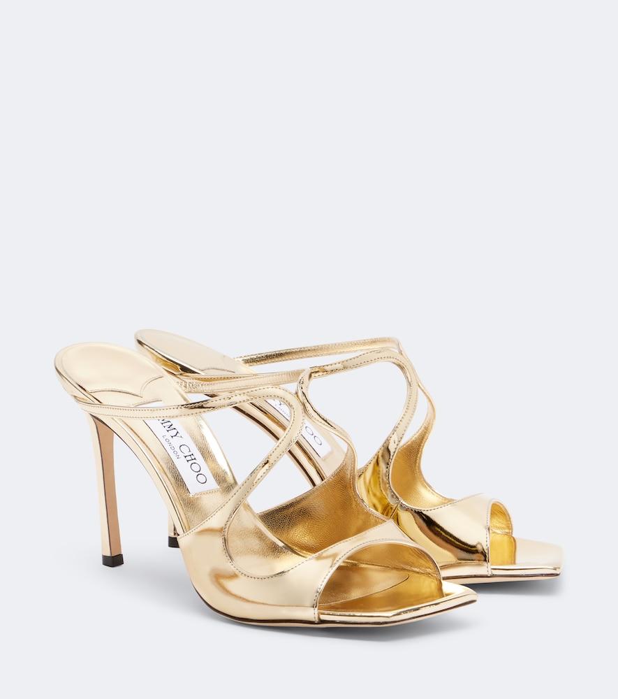 jimmy choo anise metallic leather mules