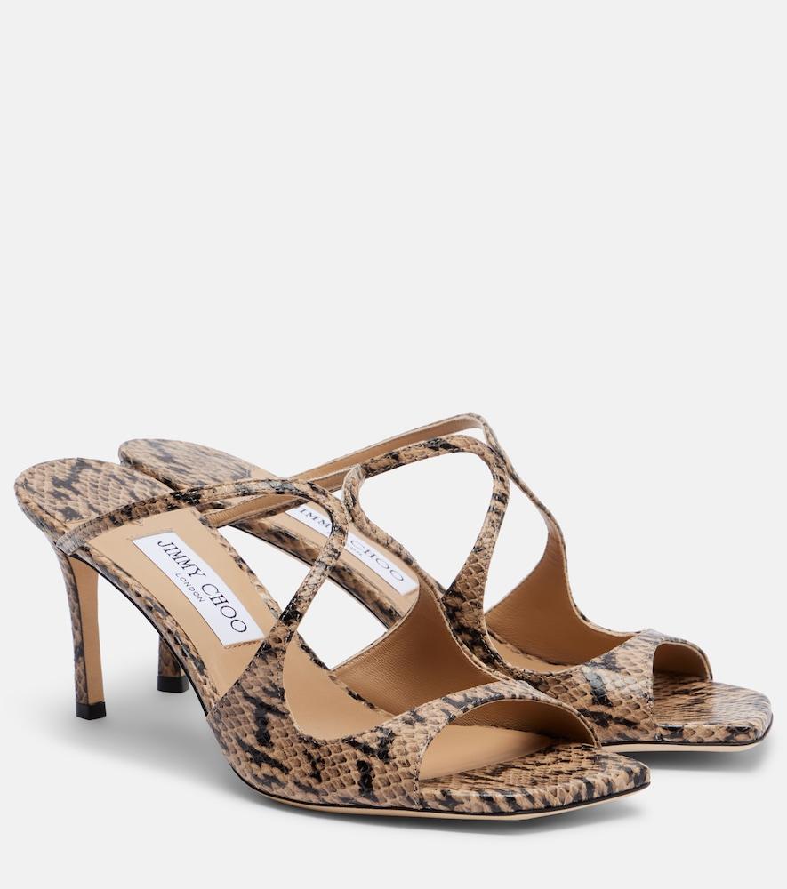 jimmy choo anise snake-effect leather mules