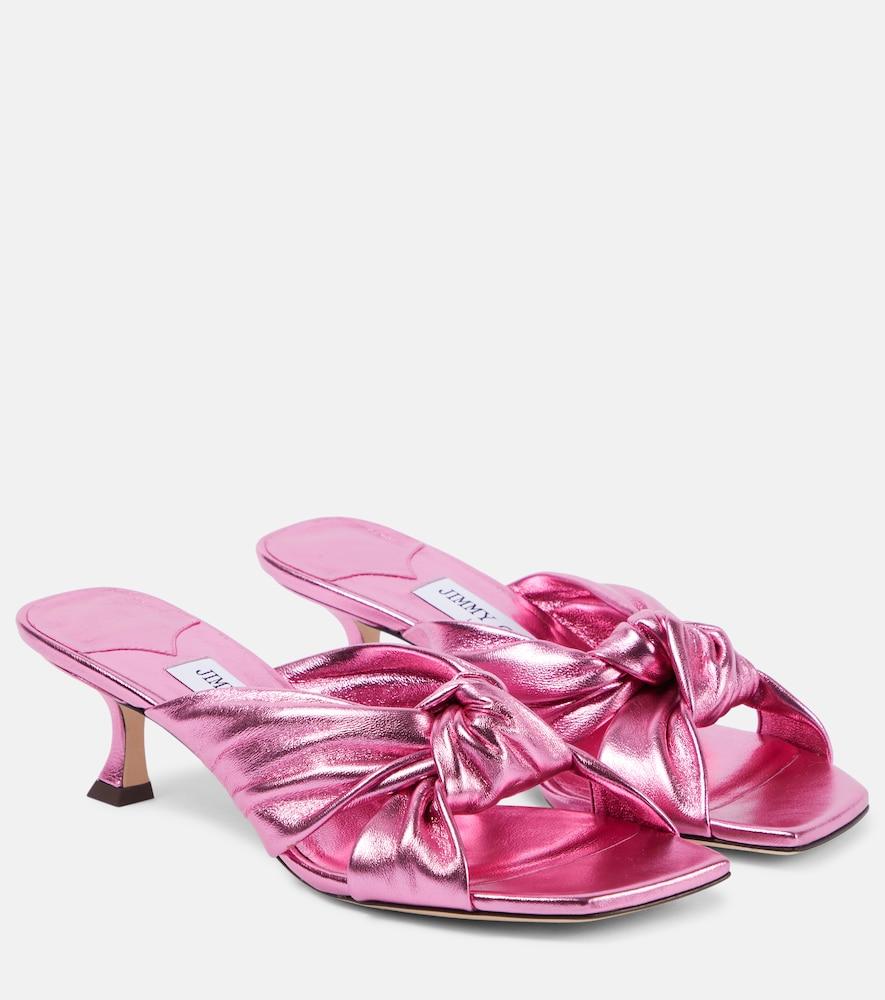 jimmy choo avenue 50 metallic leather mules