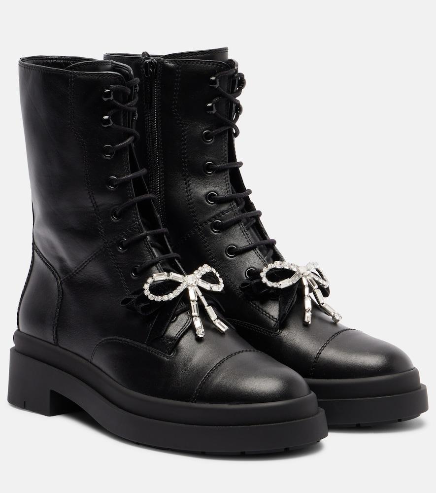 jimmy choo averi bow-detail leather lace-up boots