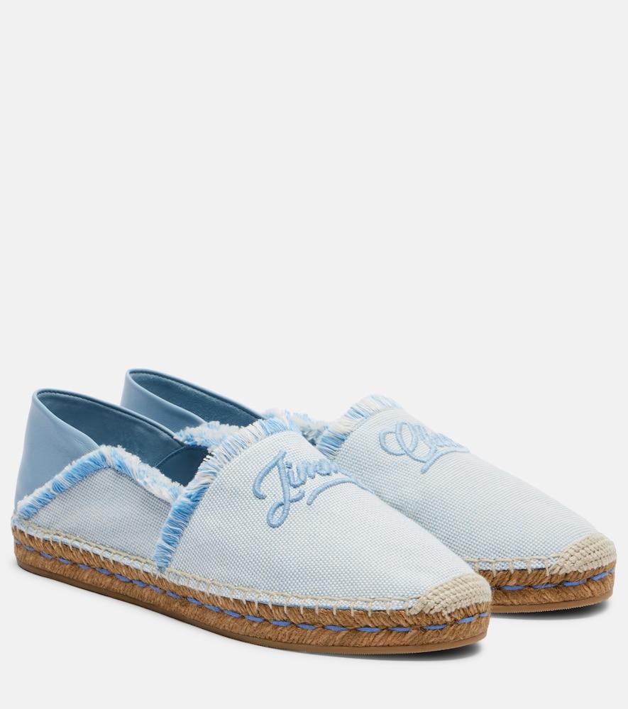 jimmy choo avi embroidered canvas espadrilles