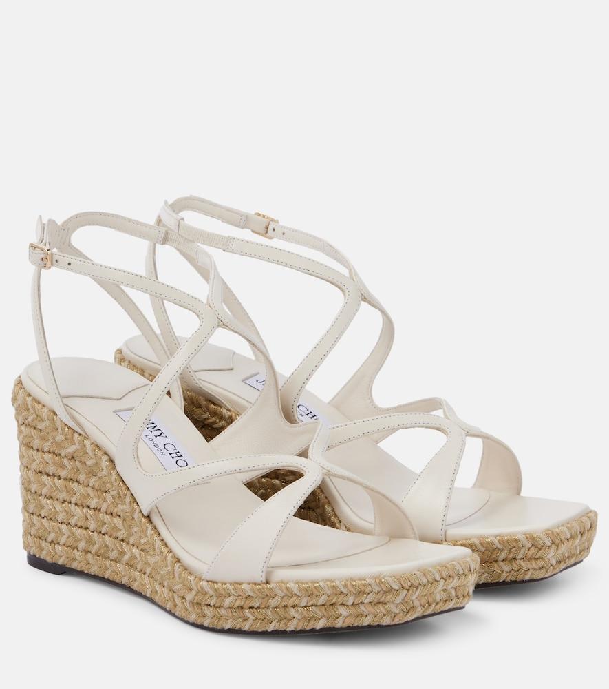 jimmy choo ayla 85 leather espadrille wedges