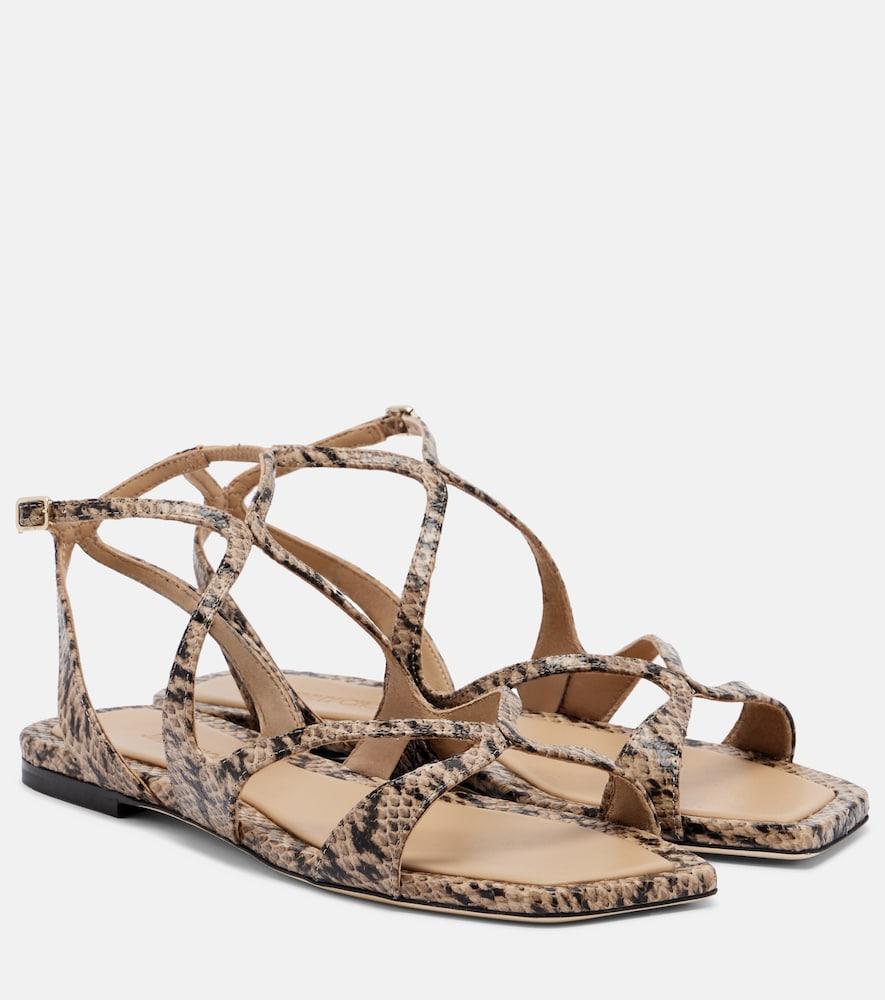 jimmy choo ayla snake-effect leather sandals