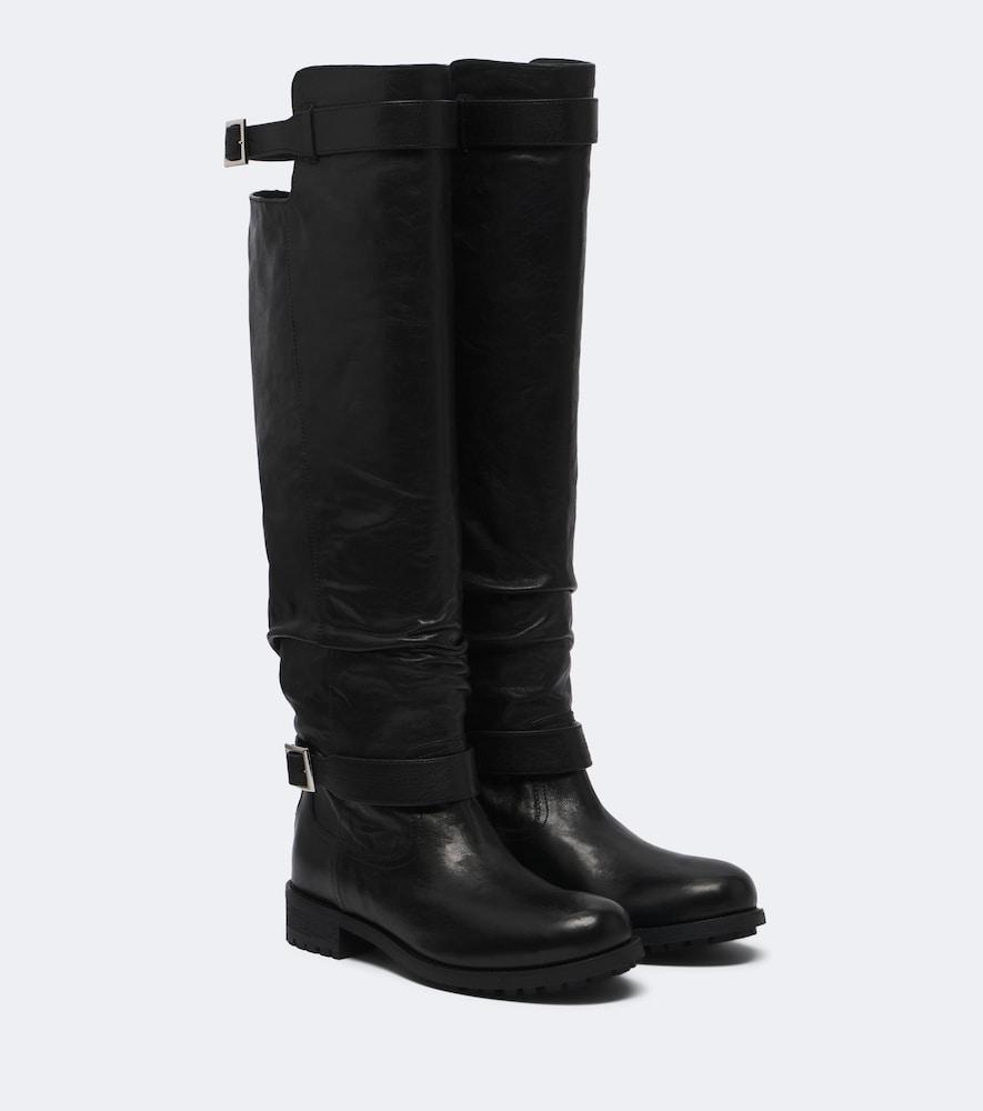jimmy choo biker leather knee-high boots