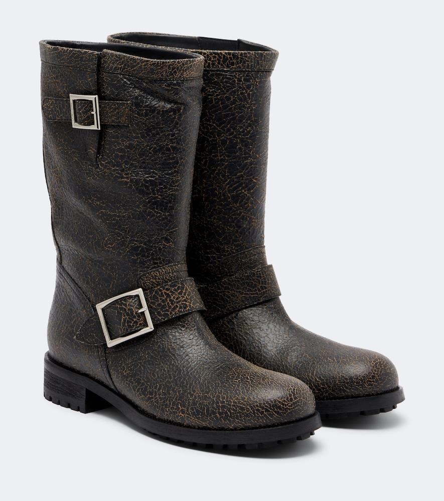 jimmy choo biker leather mid-calf boots