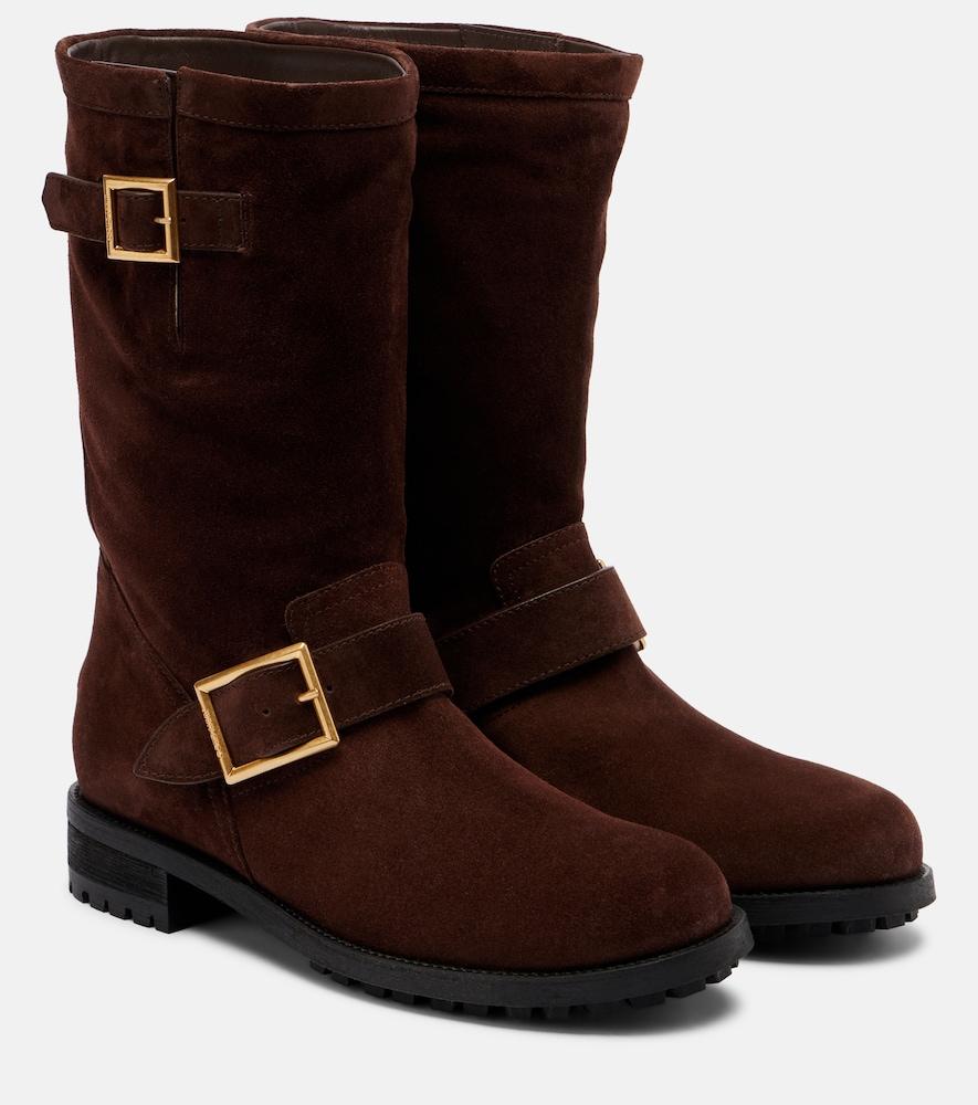 jimmy choo biker suede mid-calf boots