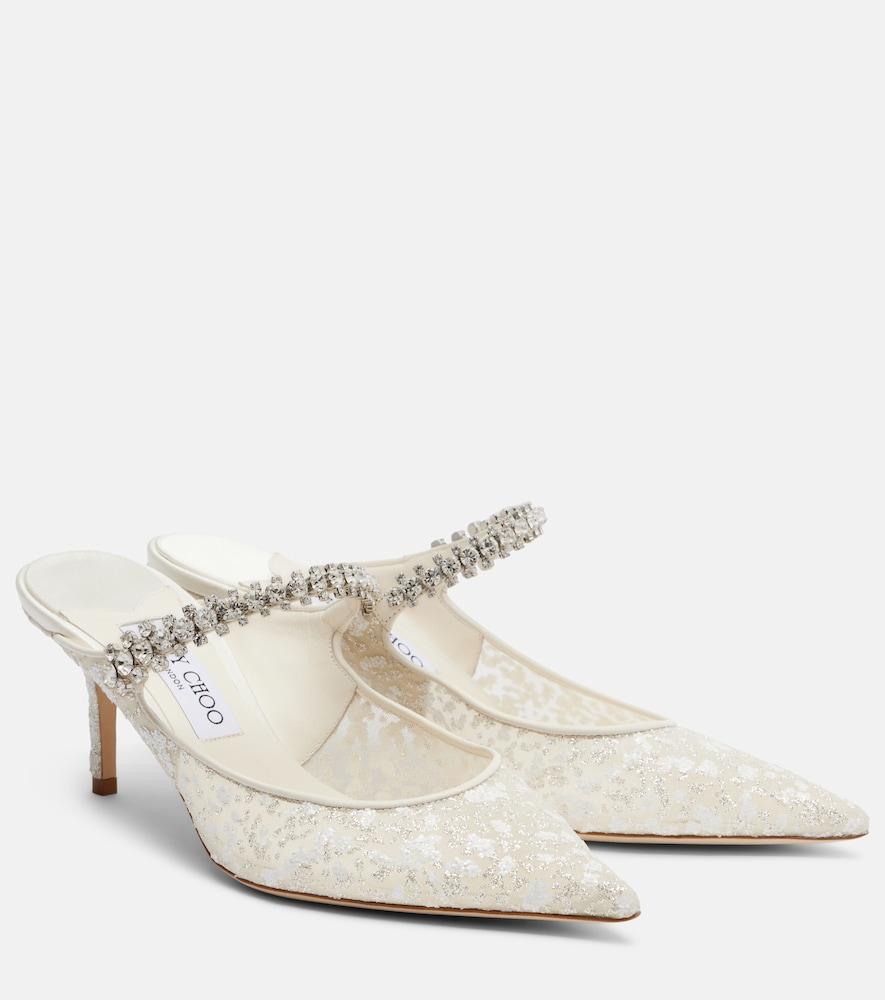 jimmy choo bing embellished leather-trimmed mules