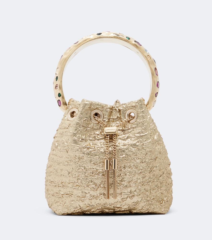jimmy choo bon bon lurex bucket bag