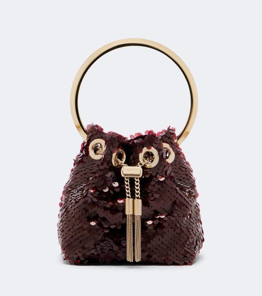 jimmy choo bon bon micro sequined bucket bag