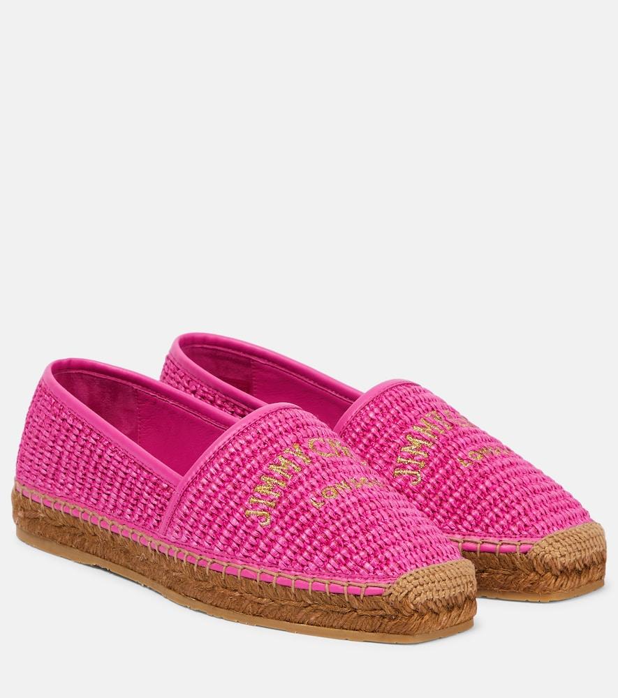 jimmy choo brie flat logo raffia espadrilles