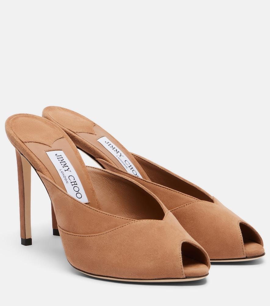 jimmy choo brigitte suede peep-toe mules