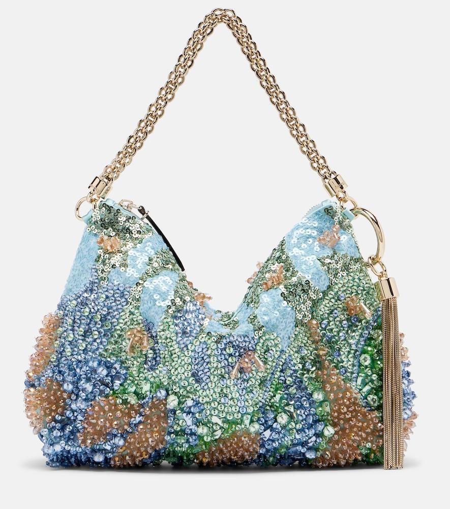 jimmy choo callie small brocade top-handle bag