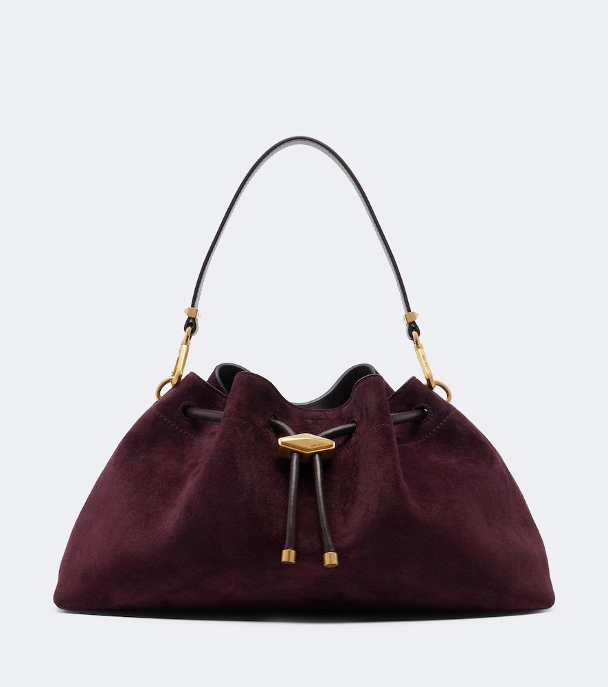 jimmy choo cinch medium suede bucket bag