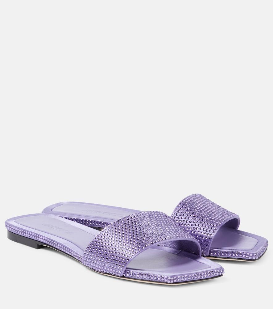 jimmy choo clovis embellished satin mules