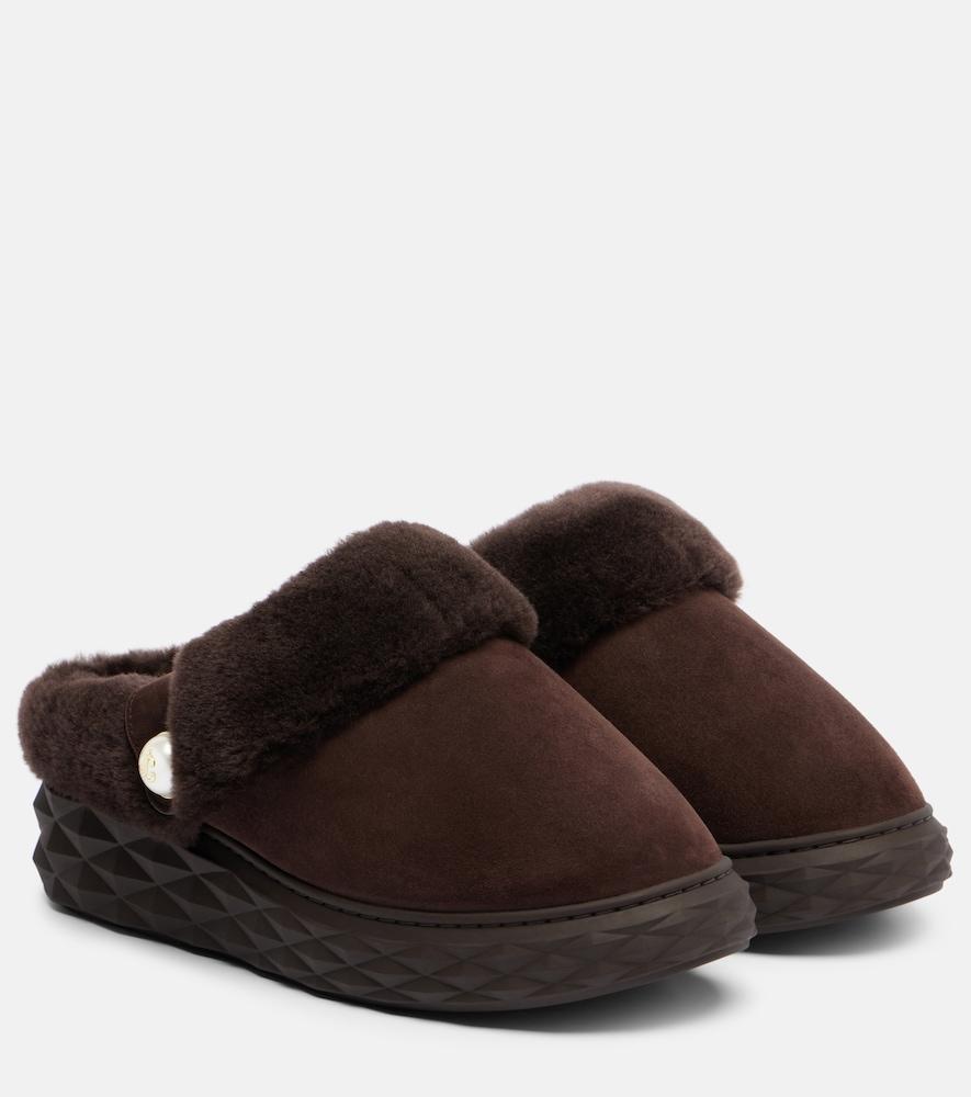 jimmy choo diamond maxi mule f suede slippers