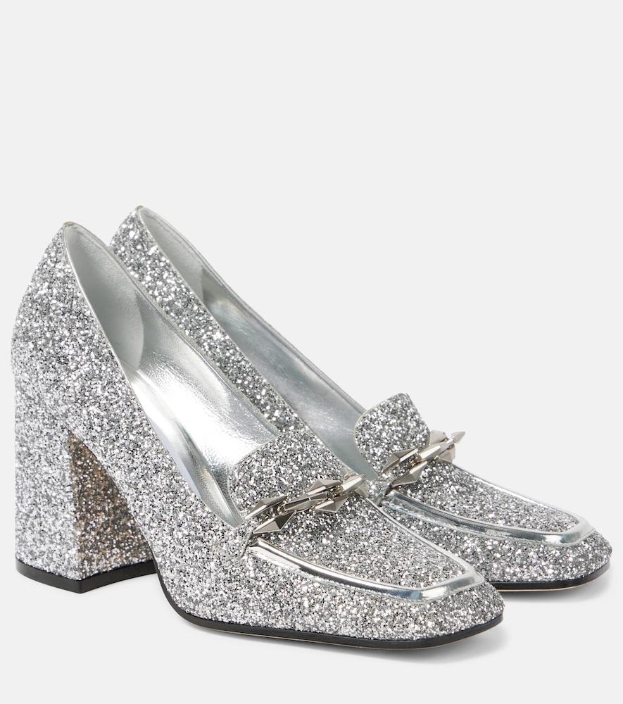 jimmy choo diamond tilda 85 glitter loafer pumps