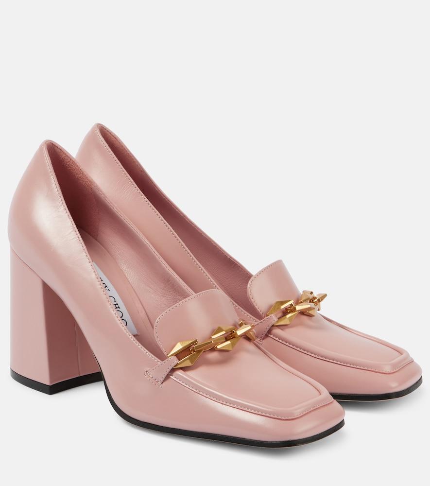 jimmy choo diamond tilda 85 leather loafer pumps