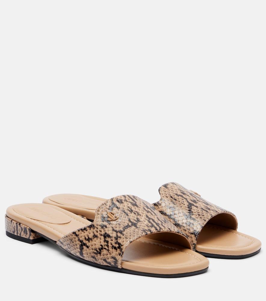 jimmy choo dina snake-effect leather slides