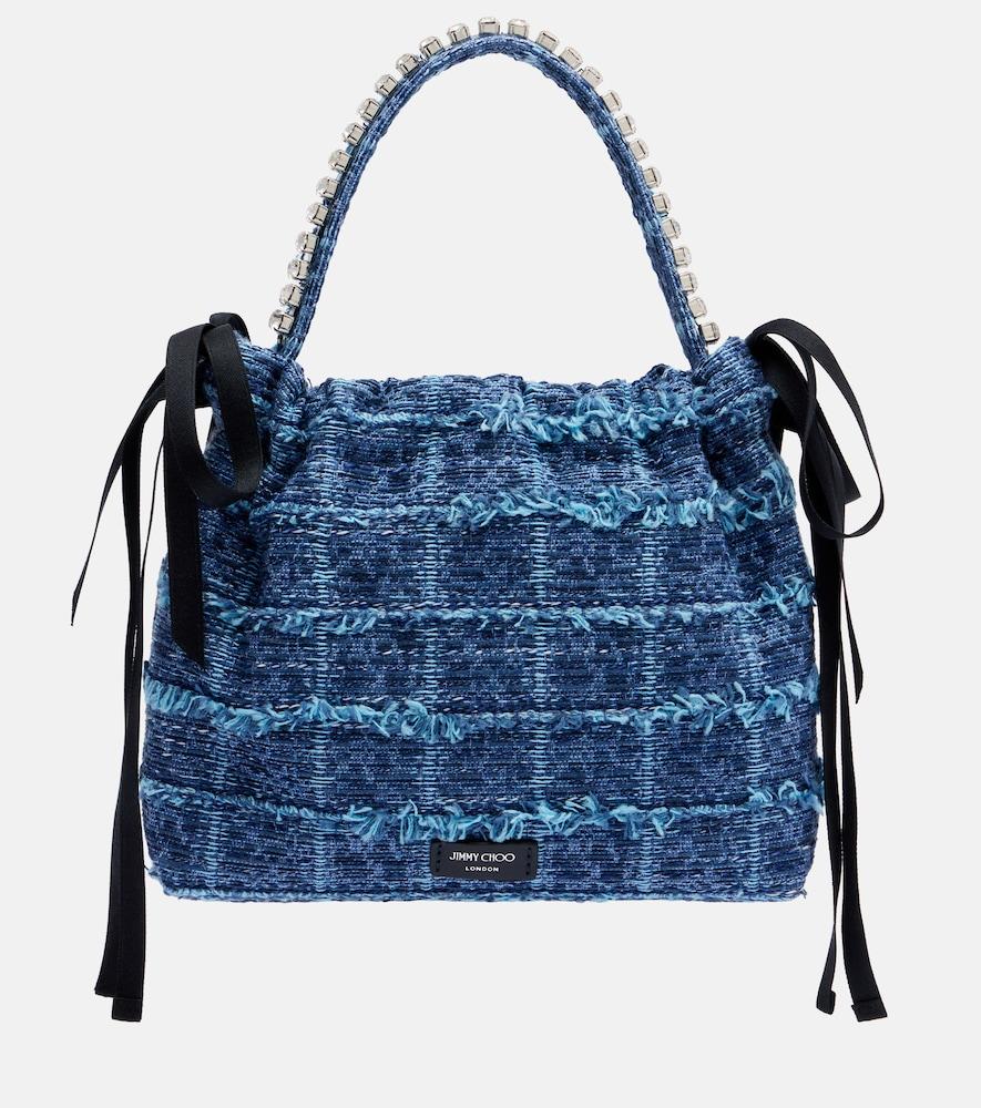 jimmy choo drawstring mini embellished top-handle bag