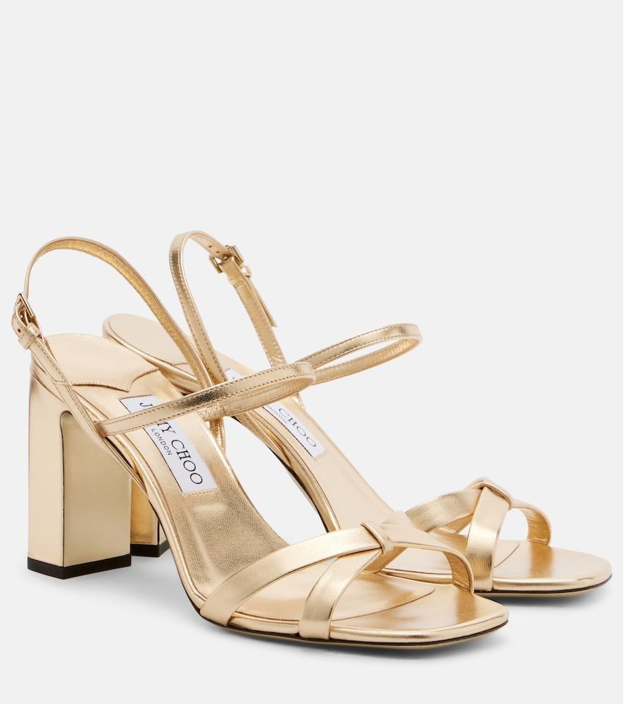jimmy choo elsy metallic leather slingback sandals